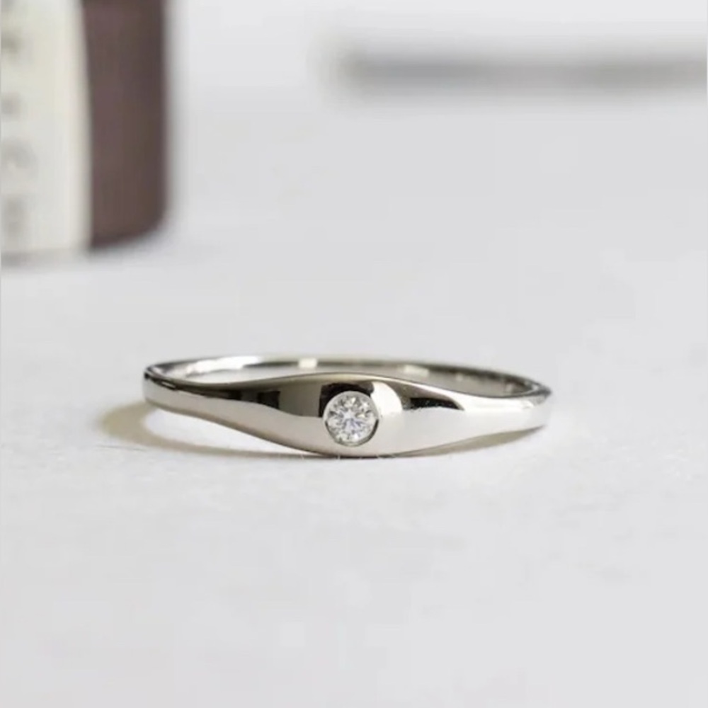 Silver Small Diamond Signet Ring